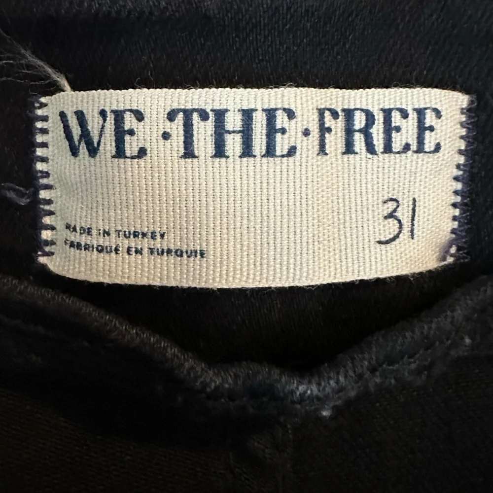 Free People Retro 70s Level Up Slit Bootcut Jeans Pitch Black Size 31 NEW